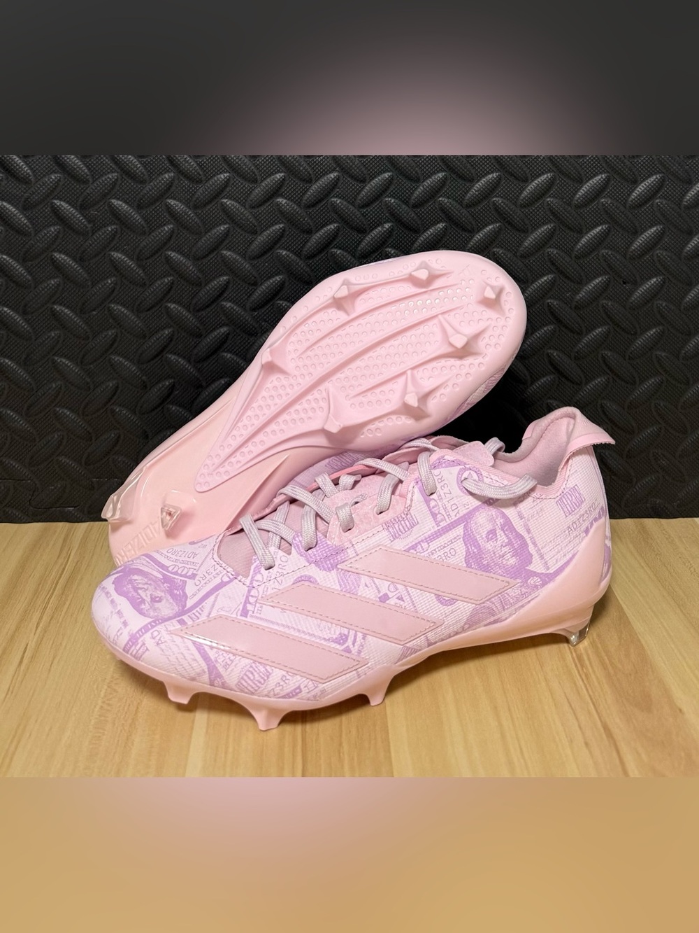 Adizero Electric II Currency Neutral Pink Football Cleats JQ6683 Mens Size 9